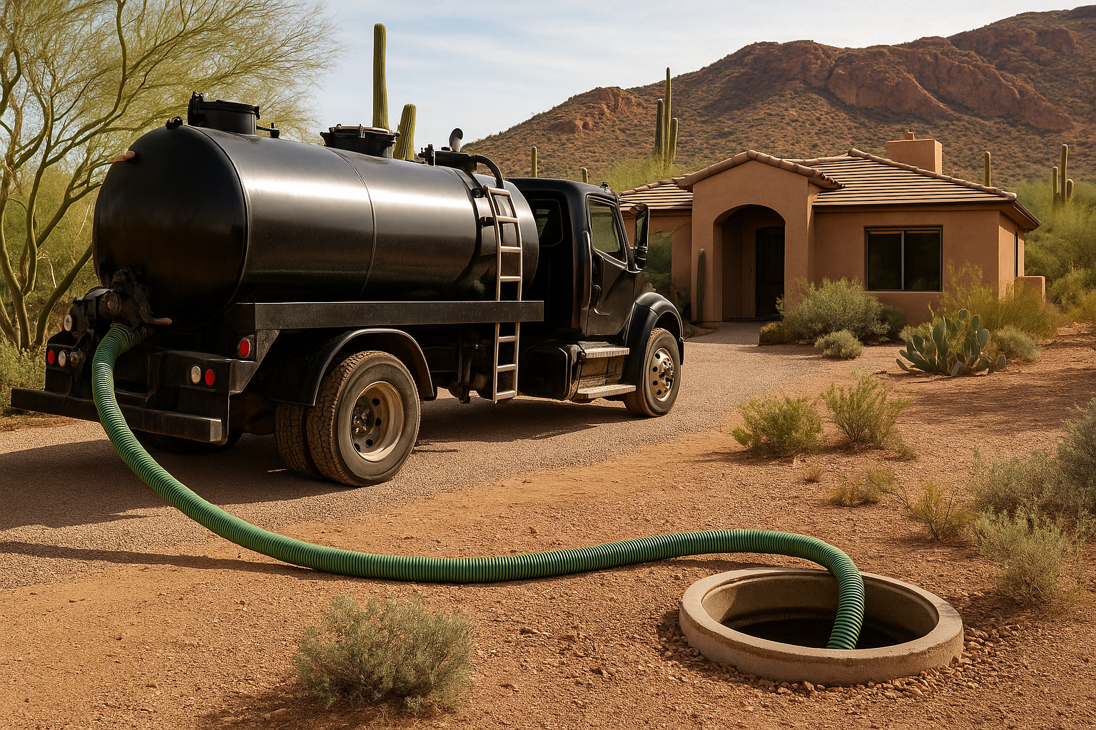 Septic system service in the Arizona desert