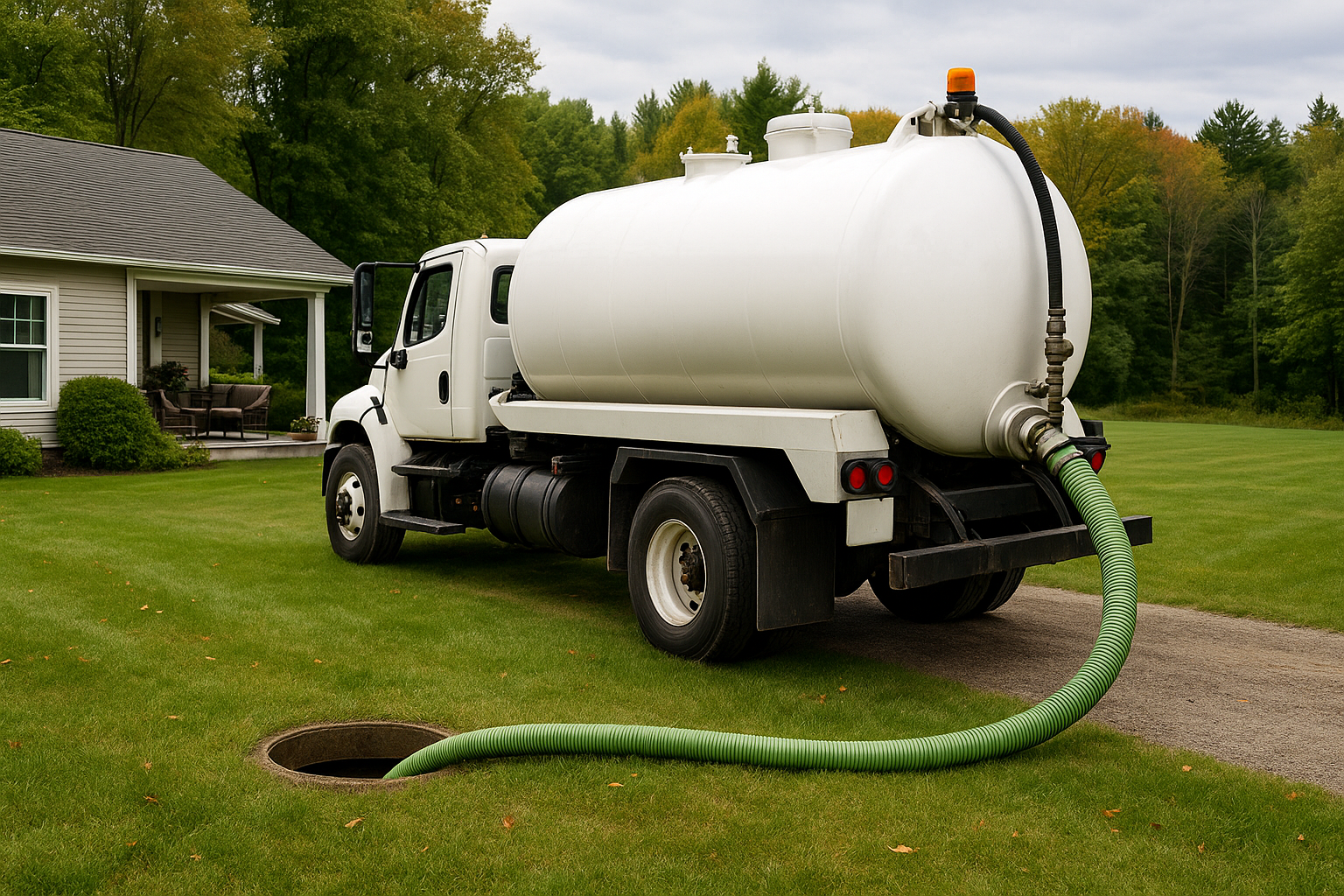 Septic system service in Connecticut, showing typical landscape