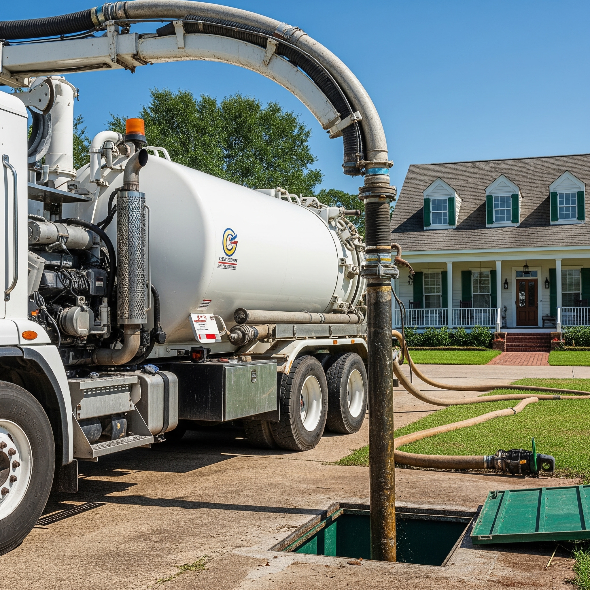 Septic system service in Louisiana, with bayou or coastal plain view